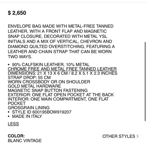 YSL Small Envelope Bag in Mix Matelasse - Picture 15 of 15